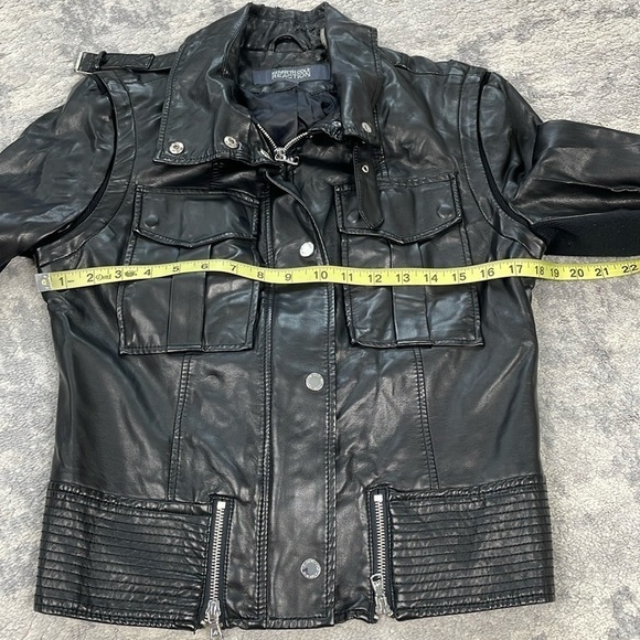 Kenneth Cole Reaction Faux Leather Vegan Moto Biker Jacket Black Sz M - Picture 5 of 14